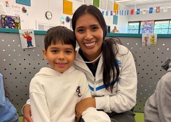 ECC Caretaker Itzel & her son, first-grader Kellen